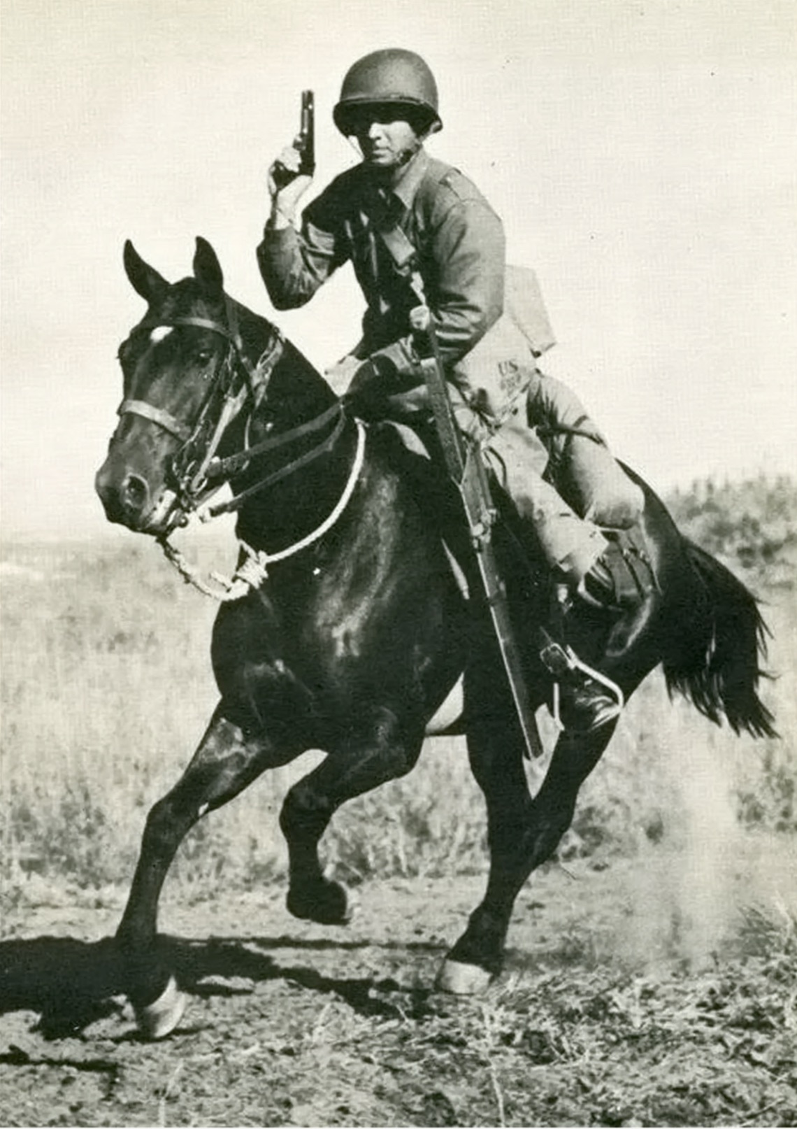 US Cavalry soldier on horseback, WW2, 1940s